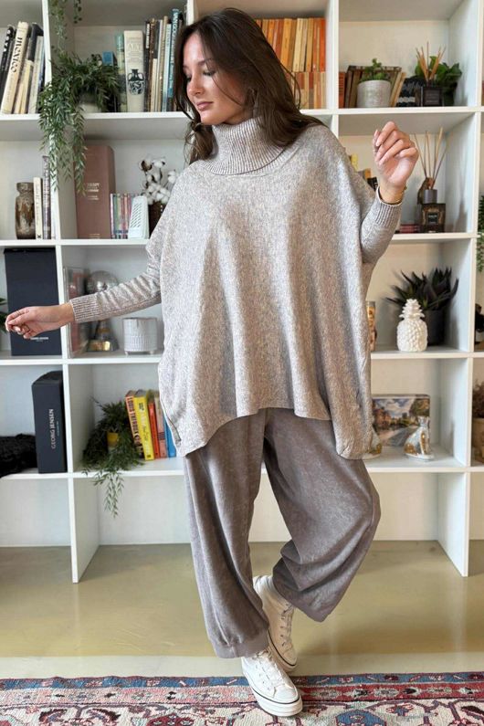 Beyond Terry Oversized Cowl Knit Clay Marl